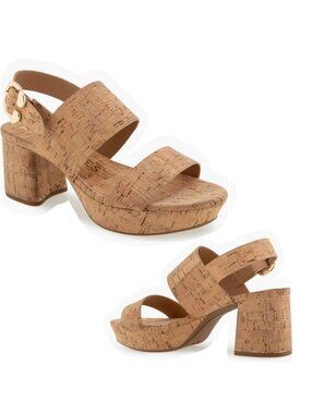 Aerosoles Camera Platforms Sandals Natural Cork Chunky Heel Platforms Size 7